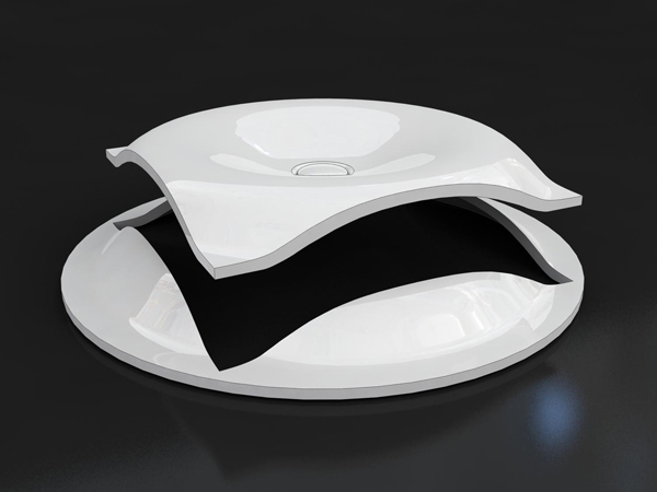 根據水面波紋設計的洗臉盆