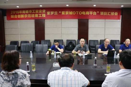 2016年南通市企業(yè)融合創(chuàng)新示范培育工程專家組考察紫羅蘭“紫京城OTO電商平臺”